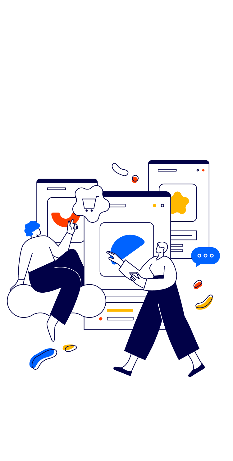 Two employees shopping online